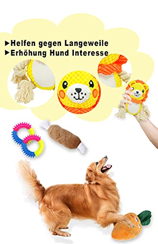 TNFUU Juguete Perro de Juguetes para Perros Juguete de masticación Limpiar los Dientes Juego de Juguetes Incluye Juguetes Interactivos Chirriantes Durable Masticable Cuerda para Perros