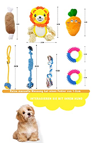 TNFUU Juguete Perro de Juguetes para Perros Juguete de masticación Limpiar los Dientes Juego de Juguetes Incluye Juguetes Interactivos Chirriantes Durable Masticable Cuerda para Perros