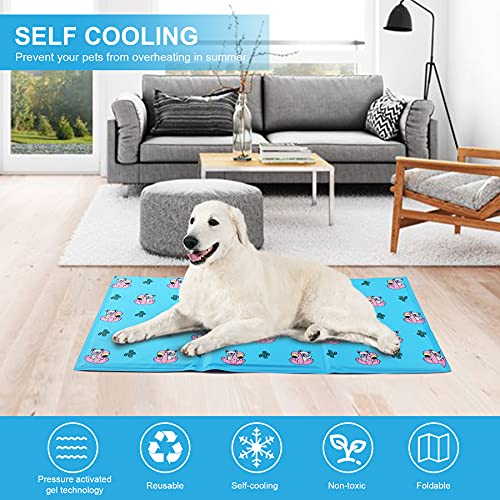 Toozey Alfombra Refrescante para Perro Gato Autoenfriamiento - Alfombra de Gel Activada por Presión Manta Refrigerante para Perros, Prueba de Arañazos/Impermeable/Antideslizante, Azul, M 65 * 50cm