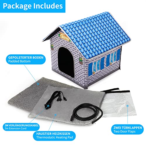 Toozey Caseta de Gato calefactable para Interiores y Exteriores, Impermeable y Aislante, un hogar Seguro para Mascotas y para tu Gato o tu pequeña Abuela, para Mantener Caliente en Invierno