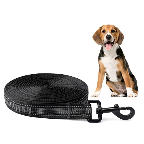 Toozey Correa de Adiestramiento para Perros, 5 m, 10 m, 15 m, 20 m, Correa Perro Larga de Goma para Perro o Mascotas pequeños y Grandes con Correa de Mano y Bolsa de Almacenamiento, Negro, 5m x 2.5cm