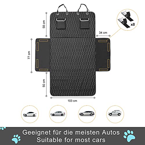 Toozey Funda para Maletero de Coche para Perros , Impermeable/Antideslizante Universal Protector Maletero con Protección Lateral, Fuerte y Robusto Funda Coche Perro, Fácil de Limpiar, 185*103cm Negro