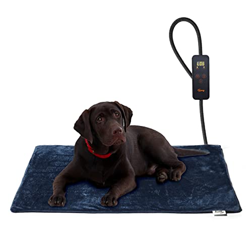 Toozey Manta Eléctrica para Perros y Gatos Interior, Ajustable Temporizador y Temperatrue Almohadilla Calefactora para Mascotas Gatos y Perros Recién Nacidos/Pequeños/Ancianos, Azul, L (70*40cm)