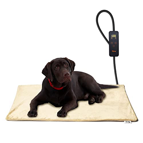 Toozey Manta Eléctrica para Perros y Gatos Interior, Ajustable Temporizador y Temperatrue Almohadilla Calefactora para Mascotas Gatos y Perros Recién Nacidos/Pequeños/Ancianos, Beige, L (70*40cm)