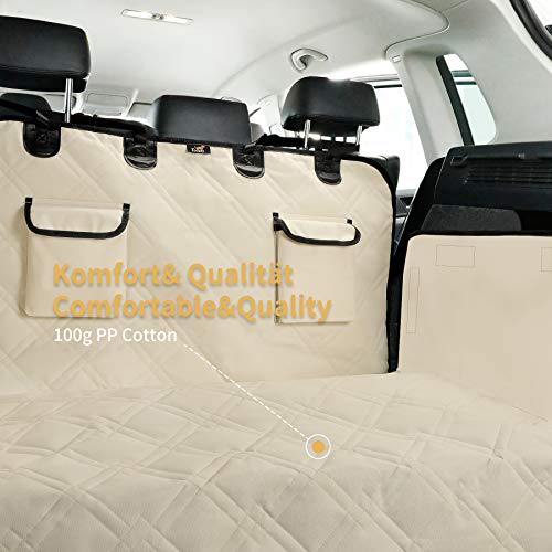 Toozey Protector Funda de Maletero de Coche Alfombrilla con protección Lateral - Universal Auto Maletero Manta para Perros - Impermeable & Antideslizante Esterilla Protectora Robusta, Beige