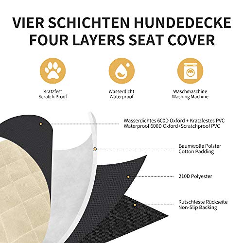 Toozey Protector Funda de Maletero de Coche Alfombrilla con protección Lateral - Universal Auto Maletero Manta para Perros - Impermeable & Antideslizante Esterilla Protectora Robusta, Beige