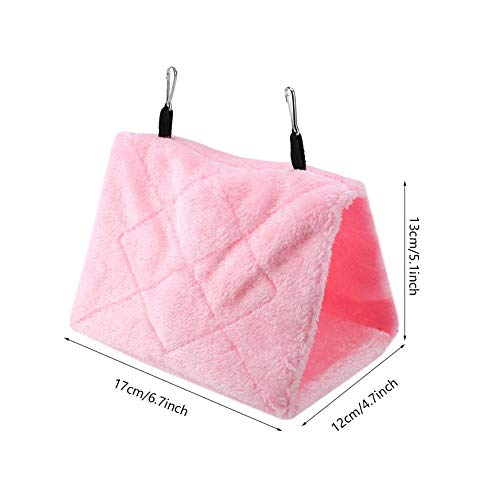 TOPINCN Peonía Loro Hamaca Aves Nido Cálido Suave Felpa Hamaca Colgando Carpa Jaula para Pájaros Loro Invierno Cálido Cama Mascota Juguete Bolsa Algodón Cama(S-Rojo)