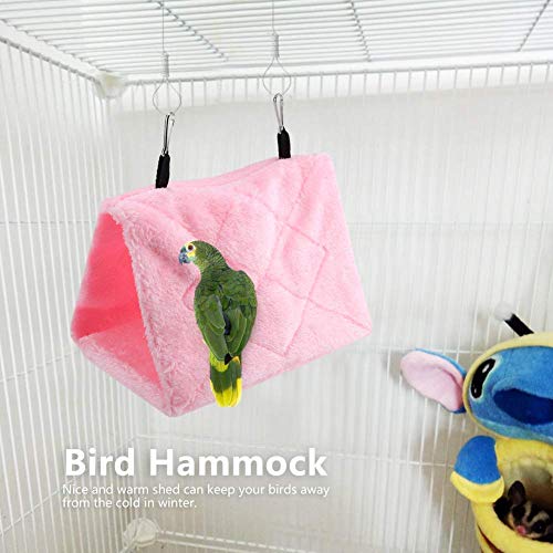 TOPINCN Peonía Loro Hamaca Aves Nido Cálido Suave Felpa Hamaca Colgando Carpa Jaula para Pájaros Loro Invierno Cálido Cama Mascota Juguete Bolsa Algodón Cama(S-Rojo)