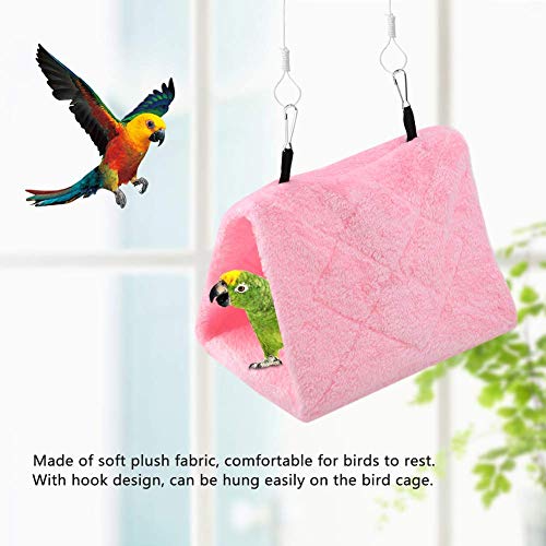 TOPINCN Peonía Loro Hamaca Aves Nido Cálido Suave Felpa Hamaca Colgando Carpa Jaula para Pájaros Loro Invierno Cálido Cama Mascota Juguete Bolsa Algodón Cama(S-Rojo)