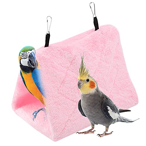 TOPINCN Peonía Loro Hamaca Aves Nido Cálido Suave Felpa Hamaca Colgando Carpa Jaula para Pájaros Loro Invierno Cálido Cama Mascota Juguete Bolsa Algodón Cama(S-Rojo)