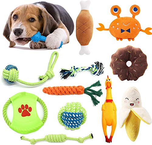 TOPSEAS Juguetes para Perros,12 Piezas Juego de Juguetes para Perros,Cuerda para Masticar,Frisbee,Juguete de Peluche,para Perrito Pequeño Medio Solitario para Mantener a su Perro Sano