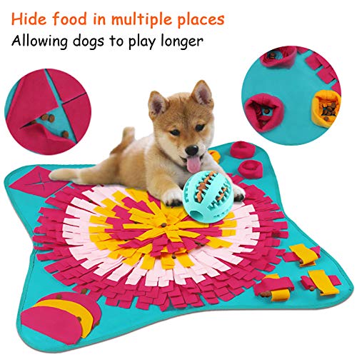 TOPSEAS Snuffle Mat para Perros,Alfombra Olfato Perro Mat 70 * 70CM,Alimentación de Mascotas,Almohadilla para olfatear Mascotas(Una Pelota Extra)