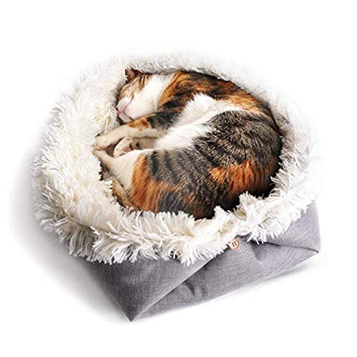 TOPSOSO Cama para gatos y perros 2 en 1 autocalentables camas para mascotas para perros medianos y pequeños, mullida cama para perros de piel sintética con regalo adicional para mascotas