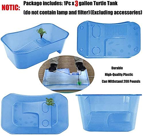 Tortuguera Grande 60 x 35,5 x 20 cm - Acuario para Tortugas con Isla para Tomar el Sol y Comer – Terrario de Tortugas de Agua Resistente y Ligero