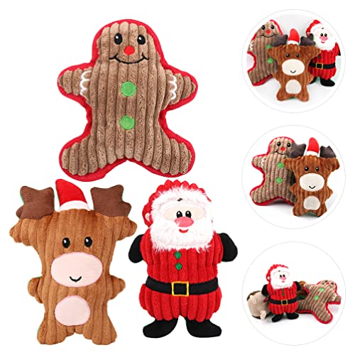 TOYANDONA 3 Piezas de Peluche de Navidad Perro Interactivo Juguetes Chirriantes Mascotas Pequeñas Medium Grandes Incluido Muñeco de Nieve Reno Santa Claus