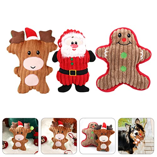 TOYANDONA 3 Piezas de Peluche de Navidad Perro Interactivo Juguetes Chirriantes Mascotas Pequeñas Medium Grandes Incluido Muñeco de Nieve Reno Santa Claus