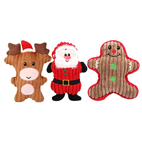 TOYANDONA 3 Piezas de Peluche de Navidad Perro Interactivo Juguetes Chirriantes Mascotas Pequeñas Medium Grandes Incluido Muñeco de Nieve Reno Santa Claus