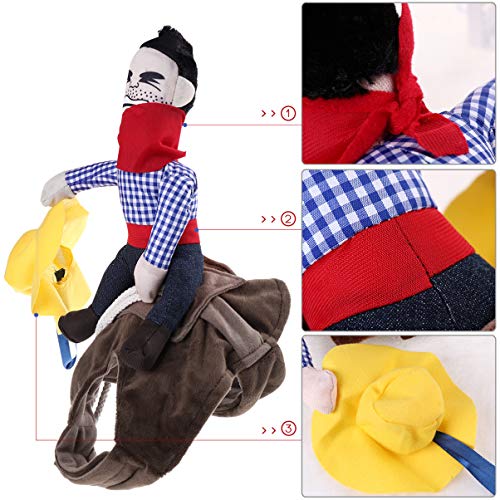 Toyvian Disfraz de Perro Cowboy Rider para Perros Ropa Estilo Caballero con Muñeca Y Sombrero para Disfraz de Mascota Día de Halloween