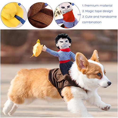 Toyvian Disfraz de Perro Cowboy Rider para Perros Ropa Estilo Caballero con Muñeca Y Sombrero para Disfraz de Mascota Día de Halloween