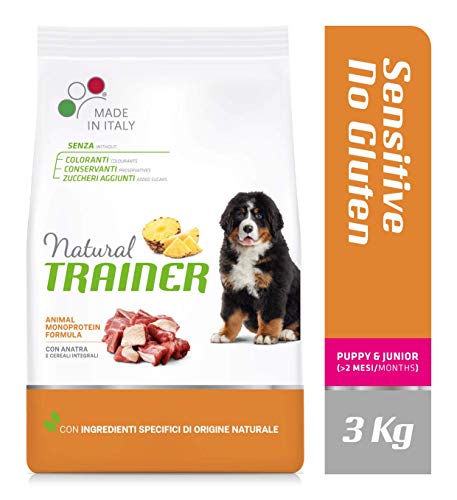 Trainer Natural Sensitive No Gluten - Pienso para Perros Medium-Maxi Puppy-Junior con Pato y Cereales Integrales - 3kg