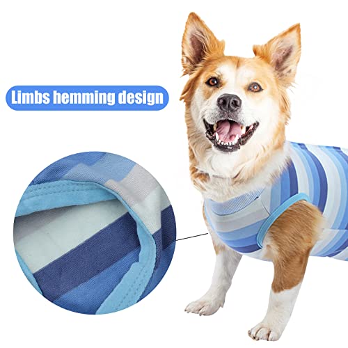 Traje de recuperación para Perros,Pijamas para Perros,Ropa de Noche Transpirable para Perros,Trajes de protección de heridas para Cachorros,después de la cirugía,Evita lamidos y mordeduras M Azul