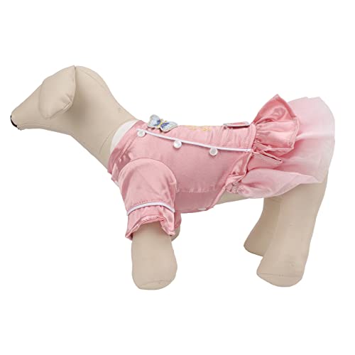 Traje de Satén Cheongsam para Perros, Poliéster, Ropa de Estilo Chino para Mascotas para Caniche, Taza de Té, Caniche para Fiestas Navideñas, Bodas, para Perros Pequeños, Gatos(S)