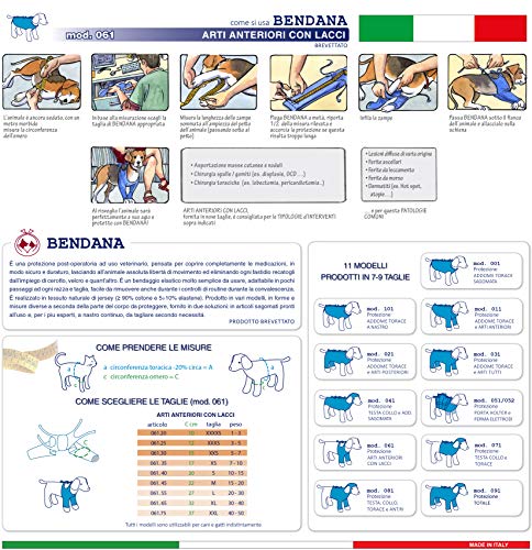 Traje postoperatorio para Perros y Gatos, Protege heridas y Vendajes, Garantiza higiene, Limpieza y Libertad de Movimiento. Miembros anteriores con Cordones - 061.20 XXXXS