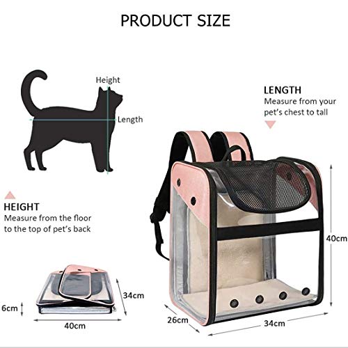 Transportín Mochila Perros Gatos Mascotas - Bolsa Transporte Extensible Plegable Transpirable y Espaciosa con Estructura de Alambre Sólido, Bolsa Portadora para Viaje Aprobada por Aerolínea (Rosa)