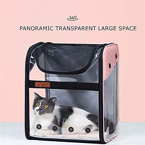 Transportín Mochila Perros Gatos Mascotas - Bolsa Transporte Extensible Plegable Transpirable y Espaciosa con Estructura de Alambre Sólido, Bolsa Portadora para Viaje Aprobada por Aerolínea (Rosa)