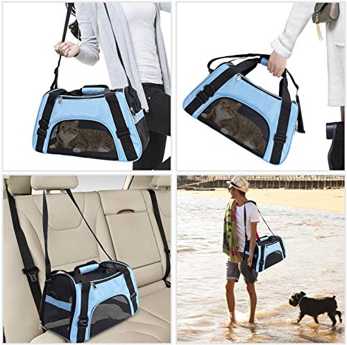 Transportín para mascotas SP-Cow Transportín para gatos Perros Comfort Aprobado Travel, plegable, tejido Oxford con excelente ventilación, para gatos, perros pequeños, cachorros