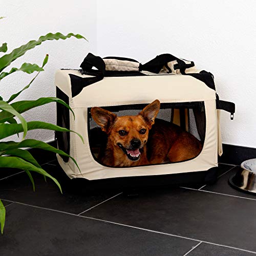 Transportín para perros Bolsa transportín para perros Transportín plegable Autobox Bolsa para animales pequeños (60x42x44 cm (M), beige)