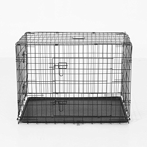 Transportin Perros 76x53x57cm 2 Puertas Jaula con Asa Transporte Jaula Reja de Alambre de Hierro