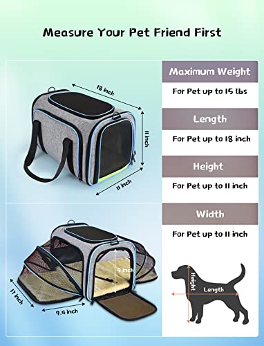 Transportín Plegable para Perros y Gatos, Bolsa de Transporte portátil, Bolsa de Transporte para Perros, Bolsa de Transporte para Perros, Bolsa de avión, autorizada para aeronaves