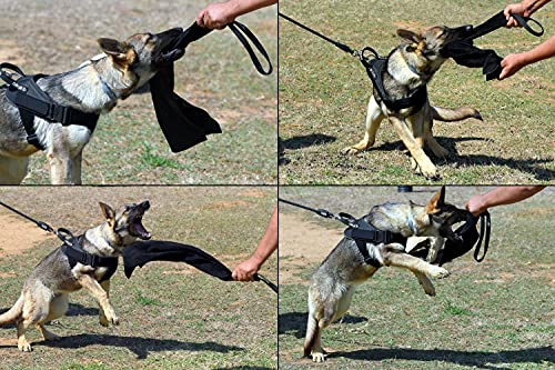 Trapo de mordida de Cuero con 1 Mango de Presa de conducción de Perro de Entrenamiento Negro 65 cm