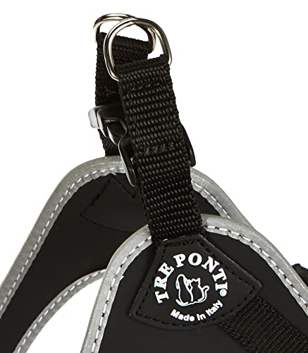 Tre Ponti Fibbia pequeño Perro arnés con Correa Ajustable para el Vientre, 2,5 cm, Color Negro