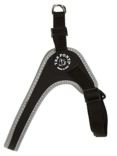 Tre Ponti Fibbia pequeño Perro arnés con Correa Ajustable para el Vientre, 2,5 cm, Color Negro