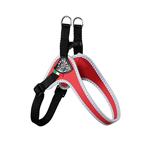 Tre Ponti Fibbia pequeño Perro arnés con Correa Ajustable para el Vientre, 3,5 cm, Color Rojo