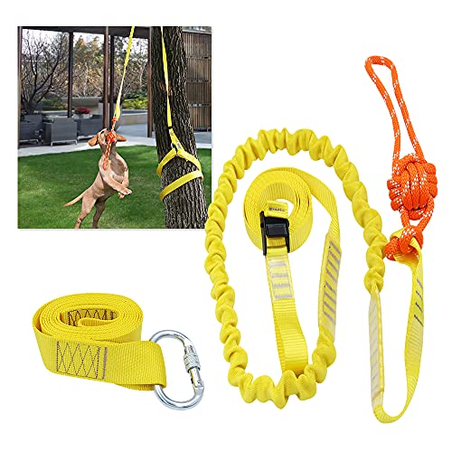 Tresbro Juguete interactivo retráctil para perro, juguete de guerra para perros medianos o grandes, para colgar al aire libre, para hacer ejercicio, jugar a remolcar guerra, extra duradero, seguro