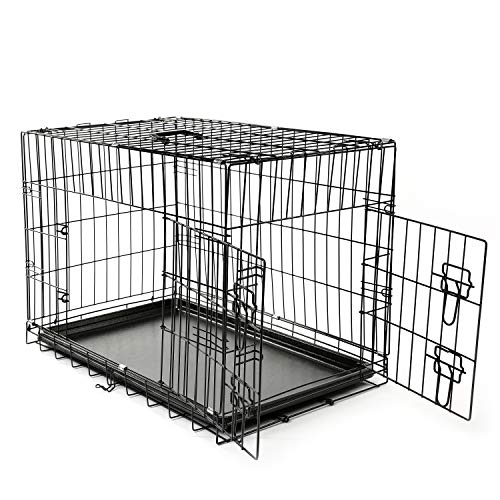 TRESKO Transportín para Perros con 2 Puertas | Jaula de Transporte Metálica para Mascotas | Caja Plegable con Bandeja Extraíble (M - 62 x 45 x 52 cm)