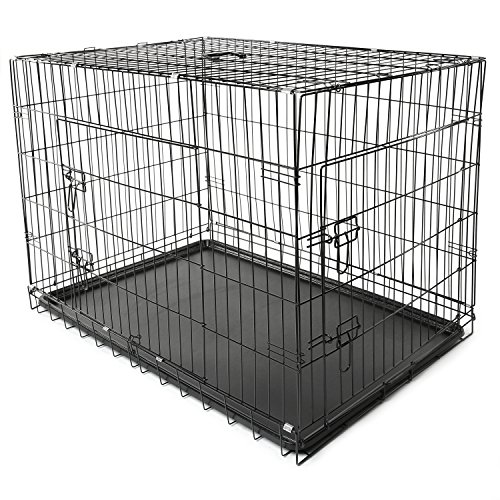 TRESKO Transportín para Perros con 2 Puertas | Jaula de Transporte Metálica para Mascotas | Caja Plegable con Bandeja Extraíble (XL - 107 x 71 x 77 cm)