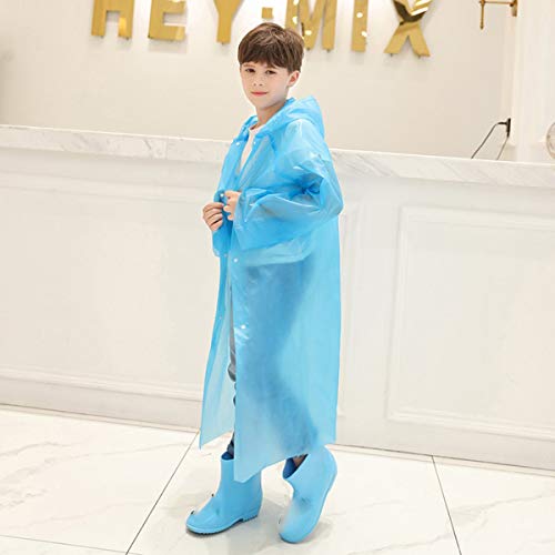 Triamisus Chubasquero para niños Chubasquero para niños Siamés Impermeable Poncho Ambiental Chubasquero para niños - Azul