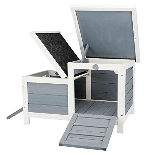 TRIXIE Habitat Natura - 70 x 43 x 45 cm - Avec deux entrées - Blanc et gris - Pour lapin