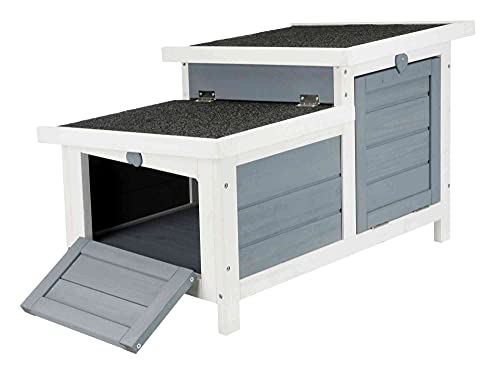 TRIXIE Habitat Natura - 70 x 43 x 45 cm - Avec deux entrées - Blanc et gris - Pour lapin