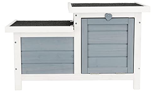 TRIXIE Habitat Natura - 70 x 43 x 45 cm - Avec deux entrées - Blanc et gris - Pour lapin