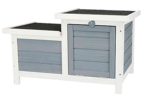 TRIXIE Habitat Natura - 70 x 43 x 45 cm - Avec deux entrées - Blanc et gris - Pour lapin