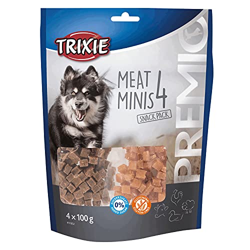 TRIXIE PREMIO 4 Meat Minis, Pollo-Pato-Ternera-Cordero, 4 × 100 g, Perro