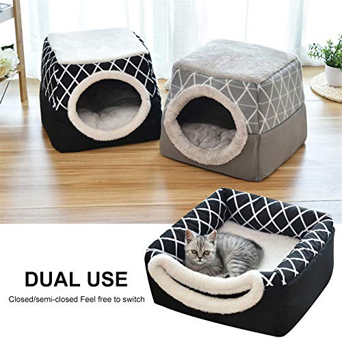 TTinah Iglu Gato Cama Antiestres Gato Cama De Perro Mediano Plegable Iglu para Perros For Mascotas PequeñAs Y Medianas Sueño Cómodo Gray,Large