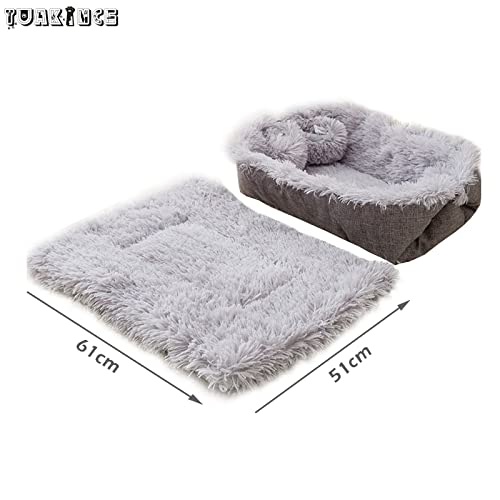 TUAKIMCE Cama Gato y Perros 2 en 1 Almohadas para Camas para Perros Cojín de Cama para Mascotas Cama para Perros Pequeños Lavable Felpa Sofá de Gatos Muy Suave Cómoda Adecuado para Perros Gatos（gris ）