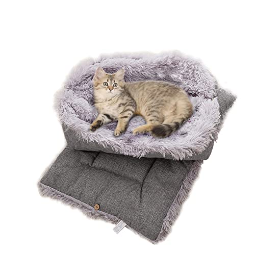 TUAKIMCE Cama Gato y Perros 2 en 1 Almohadas para Camas para Perros Cojín de Cama para Mascotas Cama para Perros Pequeños Lavable Felpa Sofá de Gatos Muy Suave Cómoda Adecuado para Perros Gatos（gris ）