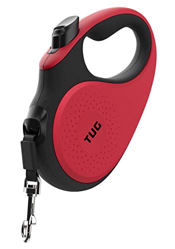 TUG 360° Sin Enredos Correa de Perro Retráctil/Extensible Cinta de Nailon de 5 Metros (Medio, Rojo)